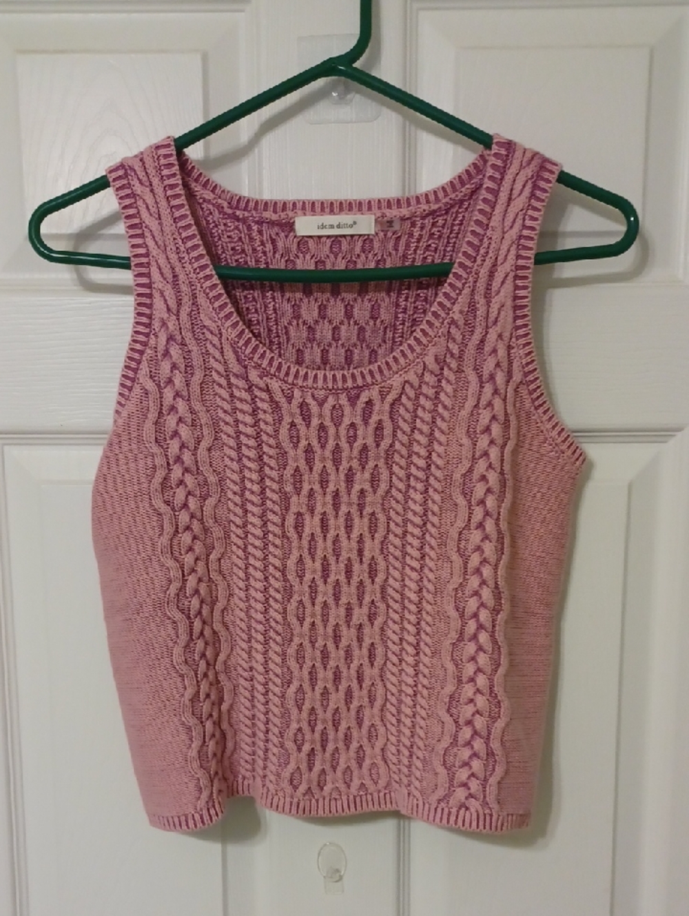 Idem Ditto Sz M Pink Cable Knit Tank